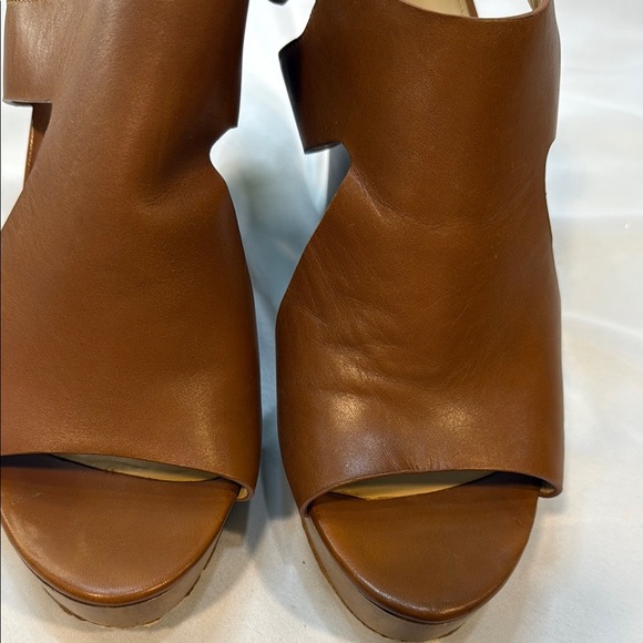 MICHAEL KORS, Josephine, Brown Leather Wedge Sandals, women, Sling Back, 9.5M - Picture 6 of 13